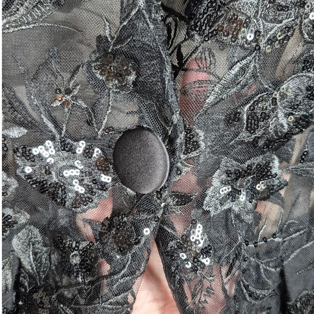 Fashion Nova Luxe black floral Vera sequin embroidered blazer jacket women large - Picture 5 of 16